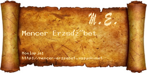 Mencer Erzsébet névjegykártya